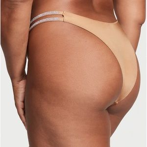 Victoria’s Secret Double Shine Chain Strap Lace Brazilian Panty 🤎